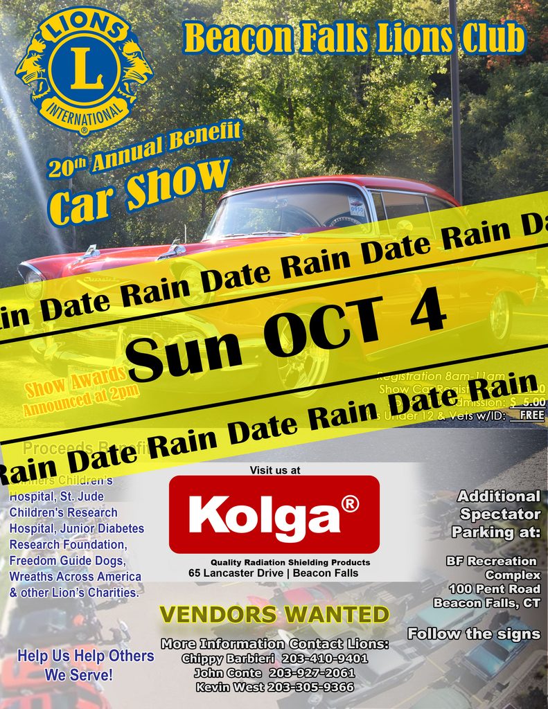 Car Show has been postponed to Sunday Oct 4 due to weather.